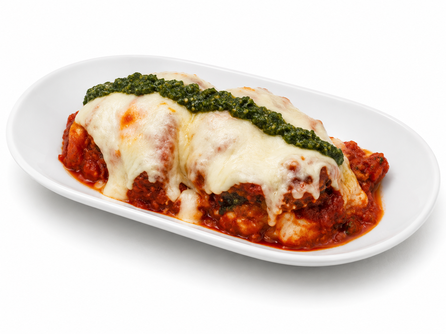 Mozzarella Grilled Chicken with Marinara Sauce and Pesto