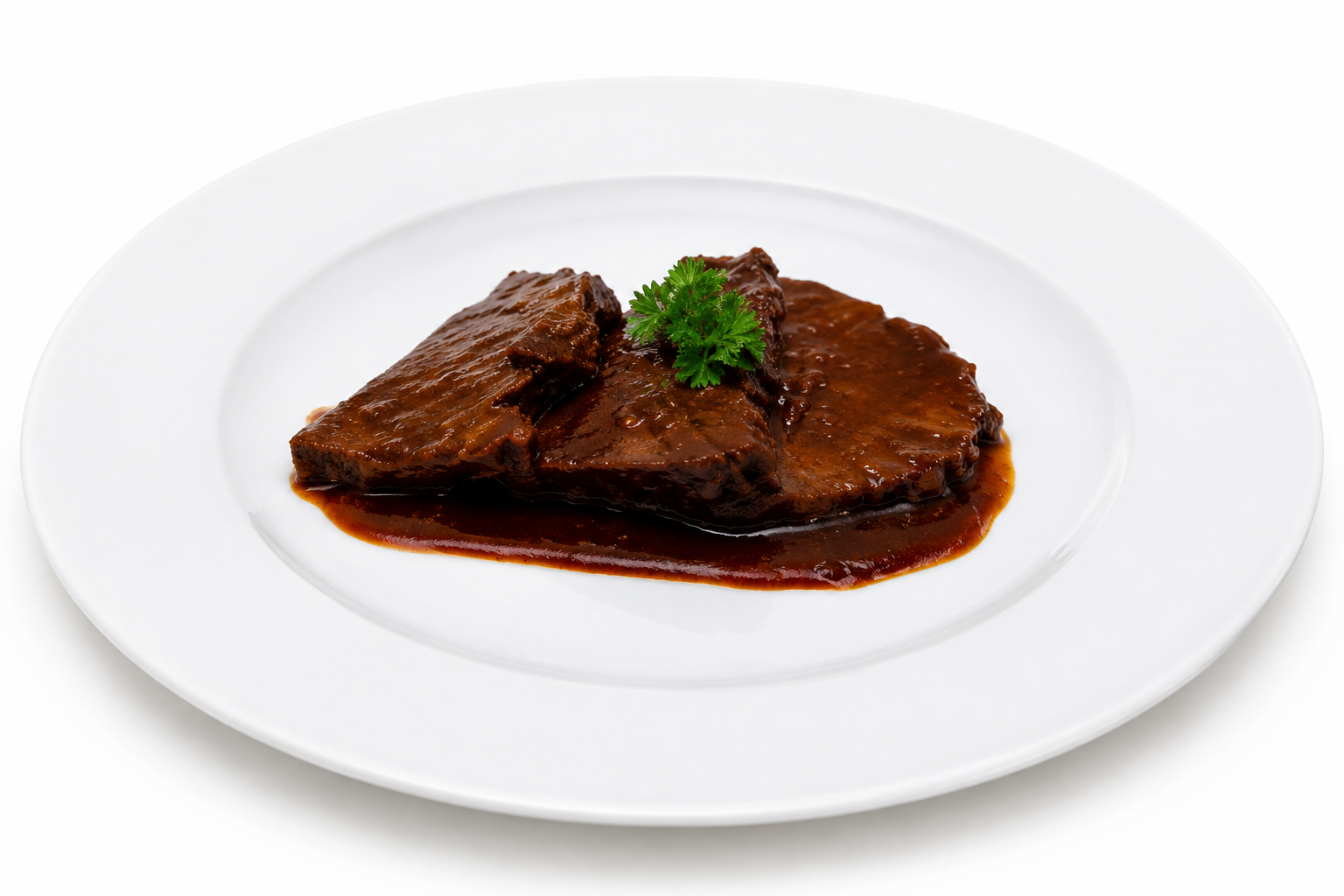 Traditional Venezuelan asado negro with slow-cooked beef in rich dark sauce by Casera Healthy Food