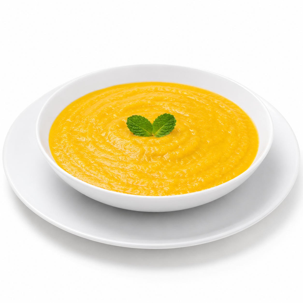 Homemade creamy pumpkin soup with yucca and mint by Casera Healthy Food