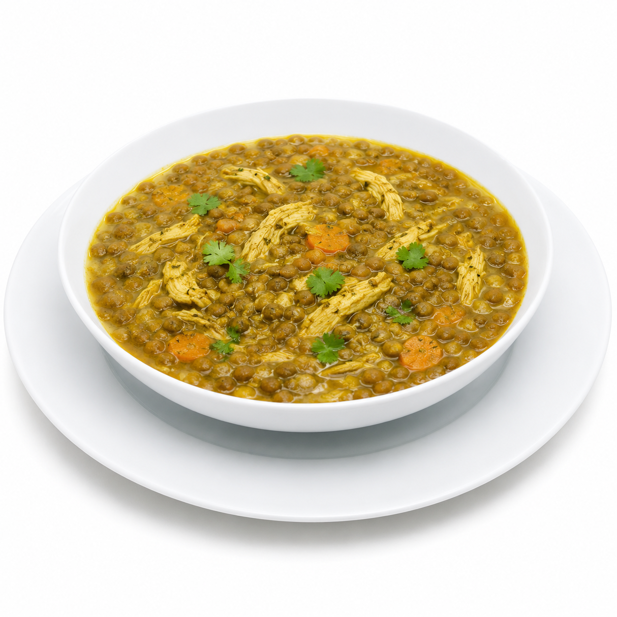 Homemade lentil soup with chicken and curry by Casera Healthy Food